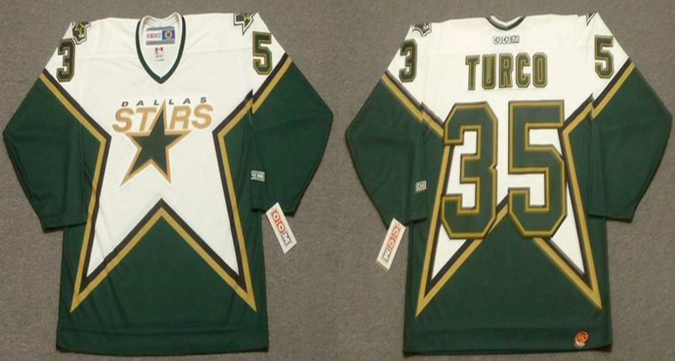 2019 Men Dallas Stars #35 Turco Green CCM NHL jerseys